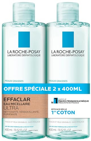 La Roche-Posay Effaclar Mizellenwasser Ultra fettige Haut, 2 x 400 ml