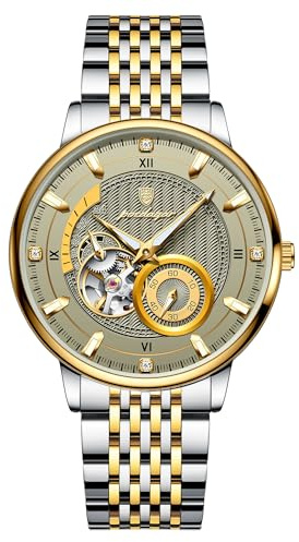 Poedagar Luxuriöse Herren-Armbanduhr, automatisches Skelett, mechanisch, wasserdicht, leuchtend, hohl, Tourbillon, Edelstahl, Herrenuhren