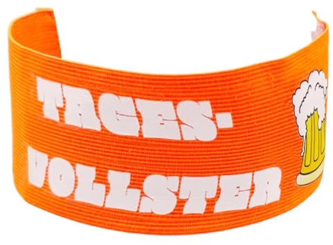 Zyluniy Tagesvollster Armbinde, Oktoberfest Orange Kapitänsbinde, Spielführerbinde mit Klettverschluss, Kapitänsbinde Kinder Erwachsene Armbinde für Geburtstagsfeier Oktoberfest Deko