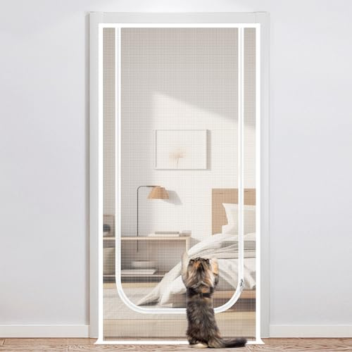 IGXX Mosquitera de Puerta con Cremallera Doble Cara (80x200 cm) - Red para Gatos, Perros y Mosquitos | Sala, Dormitorio, Cocina, Terraza