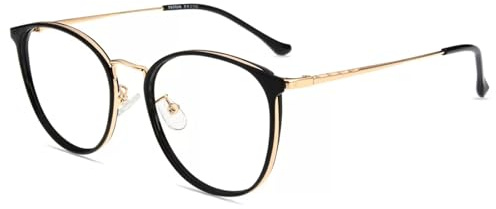 Firmoo Blaulichtfilter Brille Damen Herren Entspiegelte Metall | Gegen Kopfschmerzen Entspiegelt Anti-Glanz Vollrandbrille für PC/Handy/Fernseher,Bildschirme