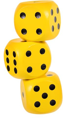 SUPVOX 3 Dadi in Legno Naturale Dadi da Gioco Facce Colorati Gialli per Feste e Raduni Familiari Superficie Liscia Protettiva e Portatile
