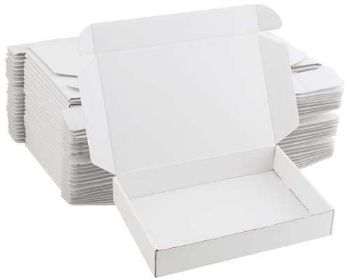 YUENPUN 25 Stück Versandkarton Weiß, 30 x 20 x 5cm Doppelseitig Weiße Großbriefkarton, Maxibriefkarton für Versand, Lagerung