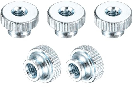 QUARKZMAN 5 Stück Rändelmuttern M4 x 12 x 8mm Kohlenstoffstahl Rändelmutter Verstellbare Rundgriffe Befestigungsmuttern Passlochmutter Für 3D-Drucker Teile Blau Weiß