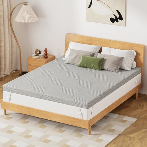 Gel Memory Foam Mattress Topper, Pain Relief, King Size 150x200x10cm, Grey