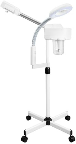 HUOMMGS 2 In 1 Gesichtsdampfer 800W Gesichtssauna Beweglich Porenreiniger Dampf Spa Maschine Höhenverstellbar Bedampfer Kosmetik 680ml Gesichtsdampfer mit 360°Drehbaren Düse, LED Lichtquelle für Hause