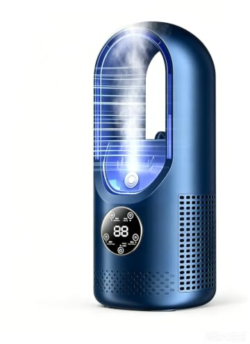 Aire acondicionado portátil, sin aspas, silencioso, enfriador de aire de 6 velocidades, mini ventilador recargable por USB, humidificación, portabilidad, ventilador de escritorio para el hogar