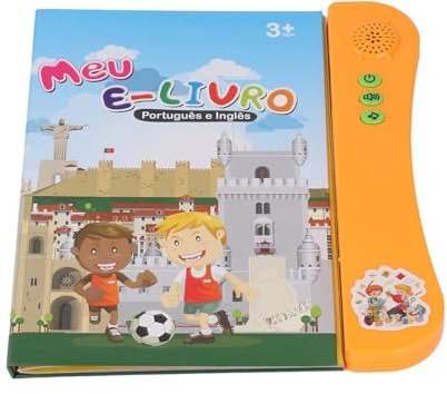 Alomejor Portugisisk Engelsk Ljudbok för Tvåspråkiga Barn, Interaktiv Pedagogisk Inlärningsleksak med Alfabetsnummer Djur Frukter Grönsaker, för Tidig Förskola (Orange)