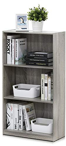 Furinno BASIC Book Shelf, 3-Tier Modern Bookshelf, Bookcase with Open Shelves, 9.3 x 21.8 x 39.5, for Living Room, Bedroom, Home Office, French Oak