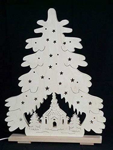Illuminato con arco di natale abete con Chiesa di Seiffen dimensioni = 36 x 43 cm Nuovo Monti Metalliferi arco luce Arco