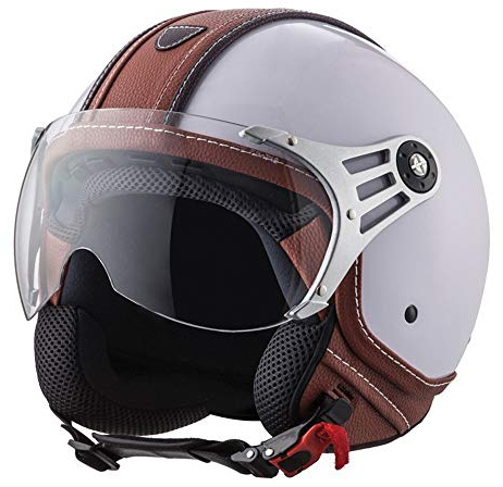 Vintage Deluxe“ · Jet-Helm · Motorrad-Helm Roller-Helm Scooter Moped Mofa Halbhelme Chopper Retro Pilot Biker Mit Visier ECE Genehmigt Für Erwachsene Männer Frauen