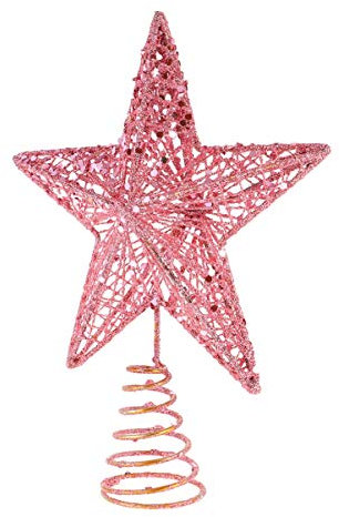 Amosfun - Puntale per albero di Natale, con glitter, per albero di Natale, decorazione feste, colore: Rosa