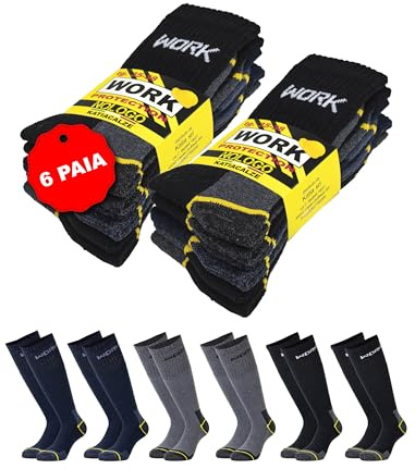 NOLOGO KATIACALZE Calze da Lavoro Uomo Donna 6 Paia - Calze Uomo Lunghe, Calze per Scarpe Antinfortunistiche, Anti vesciche, Traspiranti, Super Resistenti, Lungo, 39/42
