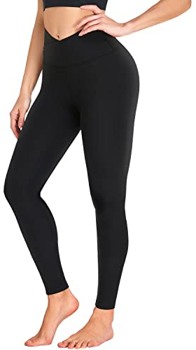 Black Leggings for Women UK Soft Cross Waisted Tummy Control Leggings Gym Sports Workout Running Pilates Yoga Pants Fashion Women's Clothing Ladies Trousers Outlet Clearance(Black,S-M)