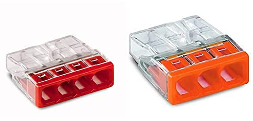 WAGO® Klemme, 4-Leiter, Verbindungsdosenklemme, 2273-204 (100 Stück) & ® Klemme, 3-Leiter, Verbindungsdosenklemmen, 2273-203 (100 Stück), Orange