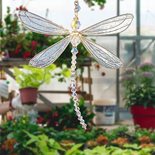 Hanging Dragonfly Suncatcher,Crystal Suncatcher,Sun Catcher Hanging Crystals,Prism Suncatcher for Garden, Home, Car and Window Décor,for Window Sun Catcher Home Garden Decoration