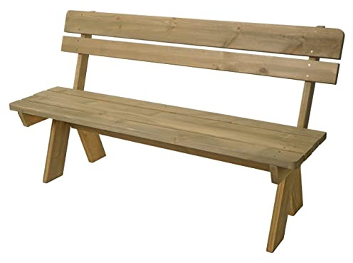 Mendler Gartenbank HWC-L66 Massiv-Holz FSC® 148cm - Natur | Sitzbank, Holzbank, Parkbank, Gastronomie-Qualität