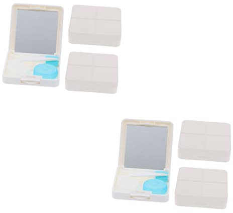 Healeved 6sets Travel Contacts Lens Case Mirror Case Box Small Light for Halloween Contacts Lens Storage