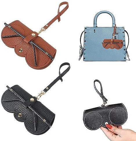Tragbares Etui für Sonnenbrillen, 2 Stück Pu Leder Brillenetui, Mode Sonnenbrillenetui,Weich Sonnenbrillen Etui, Tragbar Brillenetui, Soft Leather Sunglasses Bag, Lesebrille Fall, für Damen Herren
