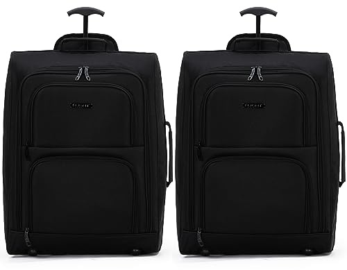 Flight Knight Lot De 2 Valises Cabine Easyjet (Overhead), Jet2, Ryanair (Priority) Approuvees 2 Roues, Sac Leger Ideal pour Les Voyages en Avion 55x40x20cm