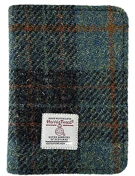 TAILORMAP Harris Tweed Reisepasshülle aus Leder, für Damen und Herren, Nr.885, Reisepasshülle aus Wolle und Rindsleder