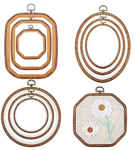 Lckiioy Stickrahmen aus , oval, achteckig, für Kunst, , Nähen und hängende Ornamente, Dekoration, 9 Stück