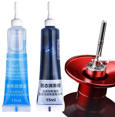 BommFu Rollenöl Schmiermittel | 15 Ml Rollenreiniger Butterfett | 2-teiliges Fishing Reel Oil Schmierfett Set Für Alle Arten Von Angelrollen, Rostschutzmittel