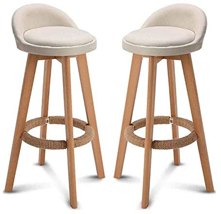 Möbel-Schreibtischstuhl, 2er-Set, Holz-Barhocker, Essecke und runde Sitze, Küche, Frühstückstheke, Gewächshaus, Café, Bar/Weiß Star of Light