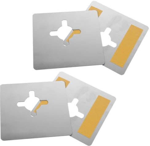 UKCOCO Türverstärkungsplatte 4 Stück Robuste Türgriff-Befestigungsabdeckung Füller-Reparatur-Rückplatte Edelstahl-Türschloss-Reparaturplatten-Set Silber