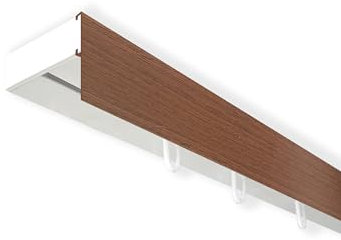 SN Deco - Vorhangschiene SH Set 1-läufig weiß 360cm, Gardinenschiene, vorgebohrt, m. Blende Nuss 5cm, Komplettes Zubehör und Röllchen