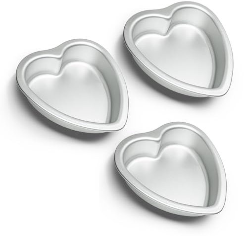 Yikinip 6 ×2 Inch Heart Shape Cake Pans Set of 3, Baking Pan,Anodized Heart Cake Pan, Aluminum, For Valentine's Day Wedding Birthday and Other Occasions Cake.silver (6×2 inch heart cake pan set of 3)