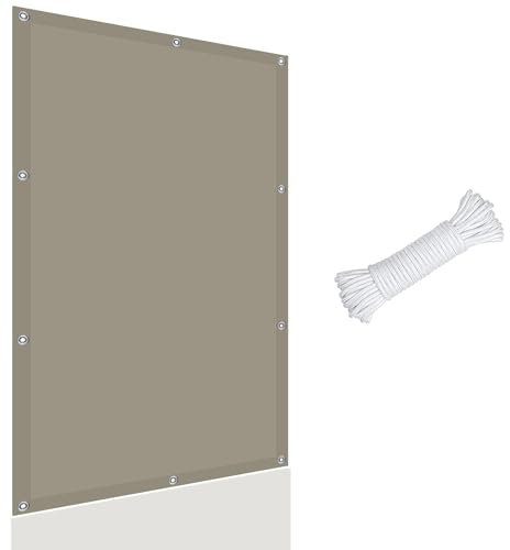 Rechteck Sonnensegel 1.6 x 2.6 m Balkonverkleidung mit Seilen und Befestigungs Kit für Außenbereich,Garten, Khaki