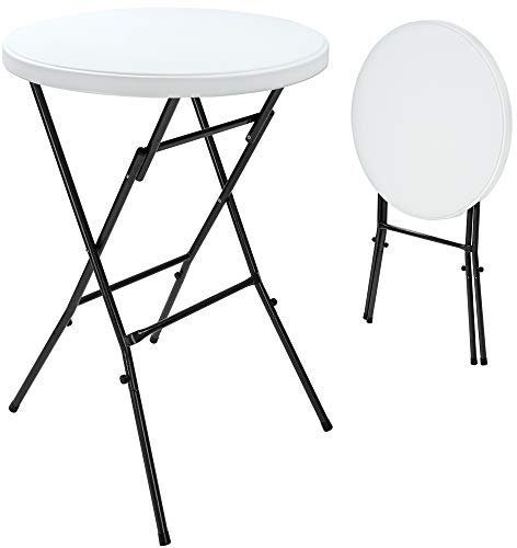 Casaria® Stehtisch 2er Set Klappbar Ø 72 cm Rund 110 cm Hoch Stabil Garten Wasserabweisend Metall Klapptisch Bistrotisch Partytisch Bar Biertisch Weiß