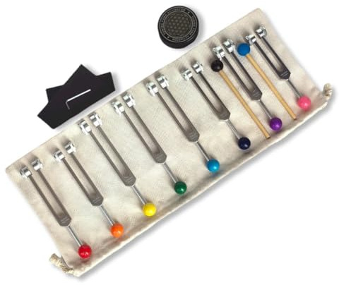 Pluuttiem 8-Teiliges Stimmgabel-Set, Stimmgabel für Musik-Chakra, Klangtherapie, Halten Sie Körper, Geist und Seele in Perfekter Harmonie, 126,22 Hz