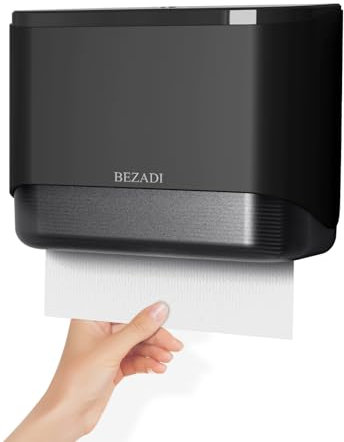 BEZADI Paper Towel Dispenser Wall Mounted, Multifold C-Fold Hand Towel Dispenser, Folded ABS Commercial Tissue Towel Dispenser for Bathroom Mall Hospital, Black