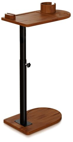 T Triple Maple Beistelltisch C Form, 360° Rotierbarer und Höhenverstellbar Sofatisch, Couchtisch für Schmale Räume, Kaffeetisch für Wohnzimmer und Schlafzimmer, mit Halterungen für Telefon und Tablet