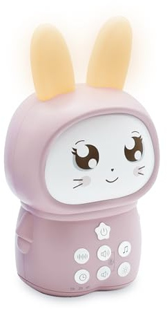 mooov 477512- Luz nocturna infantil quitamiedos conejito, lámpara sin cable para bebes, 16 sonidos, 3 timers, luz personalizada