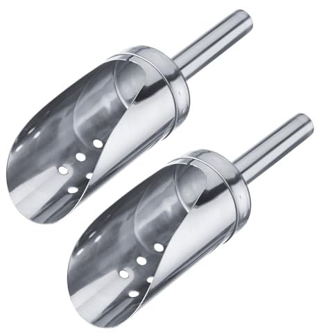 Westmark Ice Scoop/Shovel, 2 Pcs – The Round Stainless Steel Ice Scoop, Ideal for Crushed Ice and Ice Cubes, with Holes for Easy Draining – Silver, 120 ml