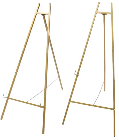 2 PCS Gold Eisen Staffelei Ständer Einstellbare Anzeigewinkel Einstellbare Höhe für Gemälde,großer goldener Hochzeitsstaffelei,für Hochzeiten, Willkommensschilder,Gold
