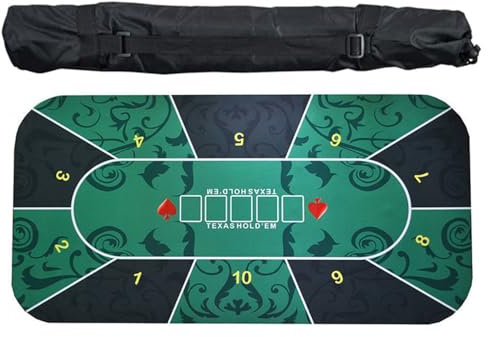 WEITINGKKK Pokerpad Poker-Tisch, Gummimatte for Texas Hold'em Poker for 10 Spieler, Pokertisch-Layout mit Tragetasche for Pokerspiele(2.4 x 1.2 M)