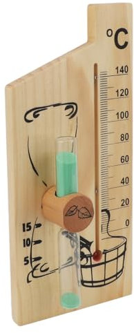 Präzises Sauna-Thermometer aus Holz mit Sanduhr und 15-Minuten-Timer, Temperaturüberwachung in Echtzeit, aus Kiefernholz für den Saunaraum