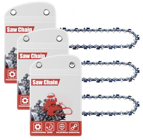FuGuiB 10 Pollici Catena Motosega,3/8LP 1,3 mm 40 maglie 25 cm Catene Per Motosega In Confezione Da 3,Catena Di Ricambio Per Minisega, Compatibile con Makita DUC252Z, Parkside PKSA 20-Li D4