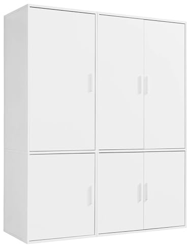 mokebo Kleiderschrank (150x187 cm) aus Holz in Weiß 6-türig & Fächer 'Der Grenzenlose' modularer & kombinierbarer Schlafzimmerschrank, Garderobenschrank, Flurschrank, Drehtürenschrank o. Schrank