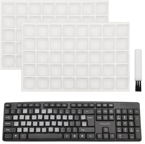 80 Pcs Raised Keyboard Stickers with cleaning brush for Nail-Art Typing, Adhesive Keycap Riser Cover for Long Nails Protection for Numeric Keypad, Square,Keyboard Bubbles for Long Nails,Square