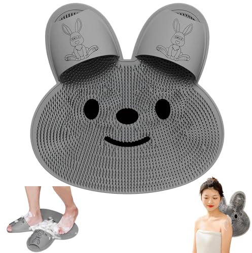 Tapis de massage pour pieds et dos de douche, tapis de massage pour sol de douche, tapis d'acupression pour pieds, nettoyeur de pieds, brosse de pieds en silicone pour douche, 45 x 45 cm (gris)