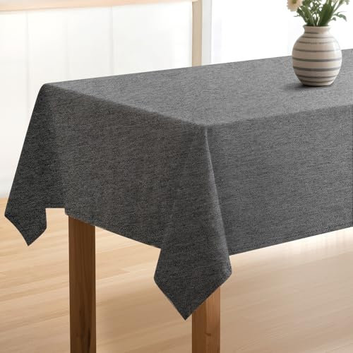 Mantel Antimanchas 140x220cm, ELEPRUC Mantel Mesa Rectangular Efecto Lino, Exterior Impermeabl Manteles, Protector de Mesa, Gris Oscuro Comedor Decoracion para Casa Comedor Fiesta Cumpleaños y Navidad