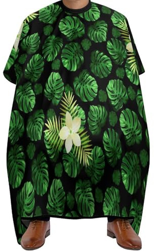 Monstera Leaves Hair Cutting Cape with Adjustable Buckle Closure Salon Barber Waterproof for Haircuting Hairdressing