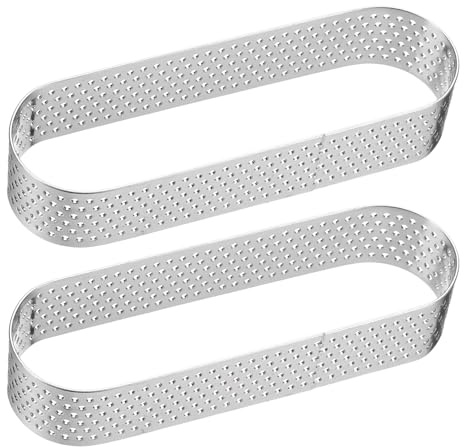 QUARKZMAN 2pcs Anelli per Torte Forati 4.33 Anello per Tartellette Anello | Antiaderente Lucidato, per Mousse Spesso, Acciaio Inossidabile, Ovale, Strumenti per Dessert e Cottura