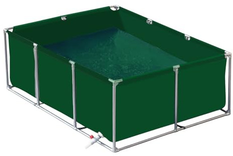 uofgcru Large Above Ground Ponds for Fish, Aquarium Pool, PVC Canvas Liners with Steel Frame, Holding Tank For Breeding Koi, Easy to Set Up(Green-1×1×0.5m)