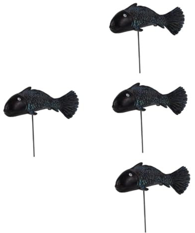 Toyvian 4 Pièces Ornement de Jardin Résine Statue de Poisson Décorative pour Aménagement Paysager Décoration Intérieur Insert de Poisson Réaliste pour Cour